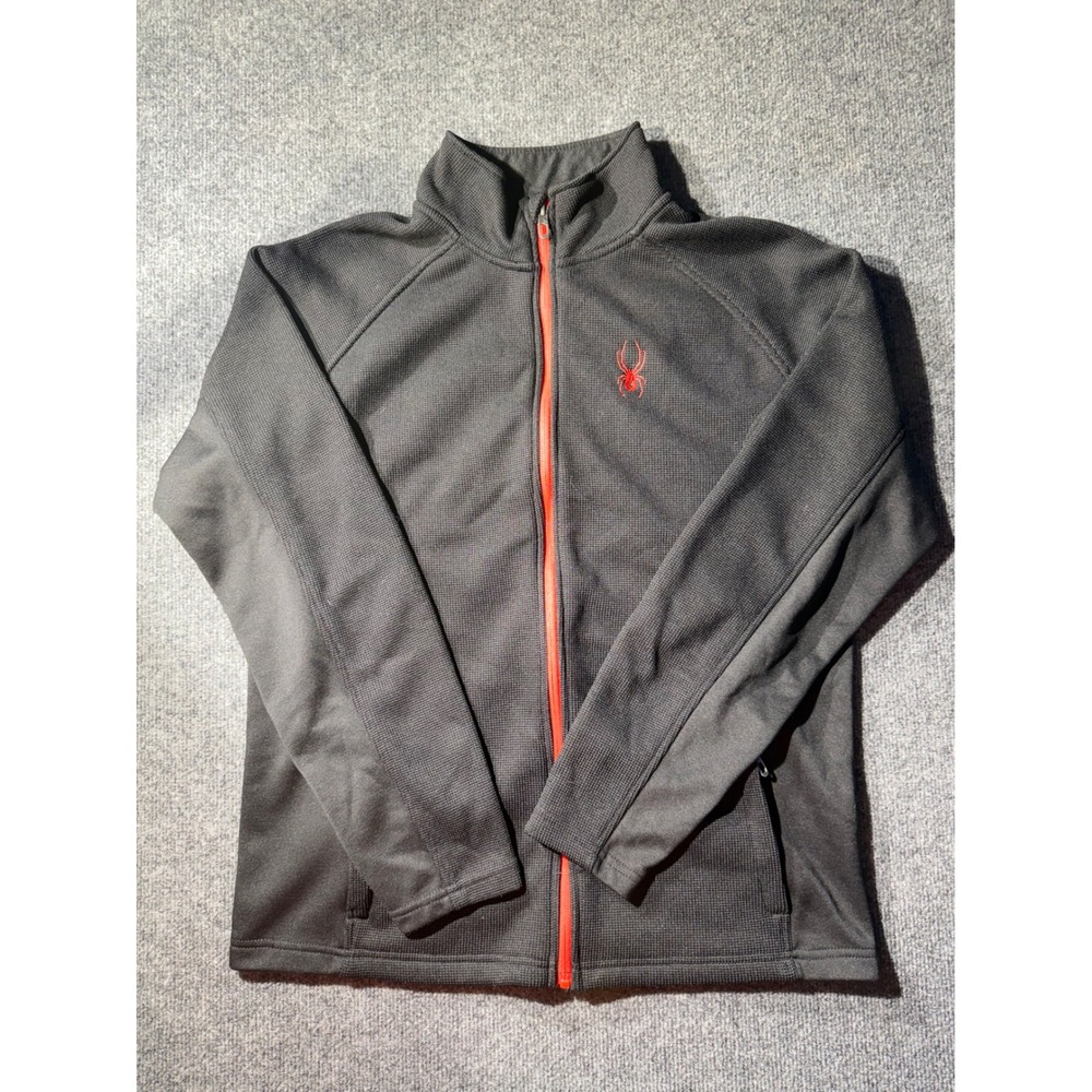 Spyder Full Zip Jacket Mens Large Grey Excellent Waffle Knit Fleece 71D64000-01